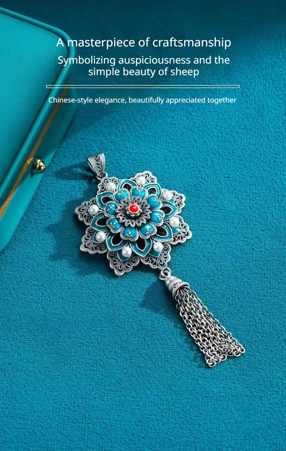 Handmade 999 Pure Silver Filigree Lotus Pendant(Sold as pendant only)