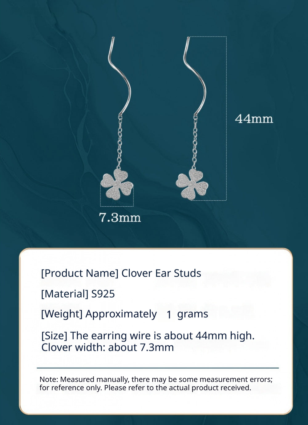 Matte Four-Leaf Clover Threader Earrings, Delicate Drop Ear Jewelry for Women