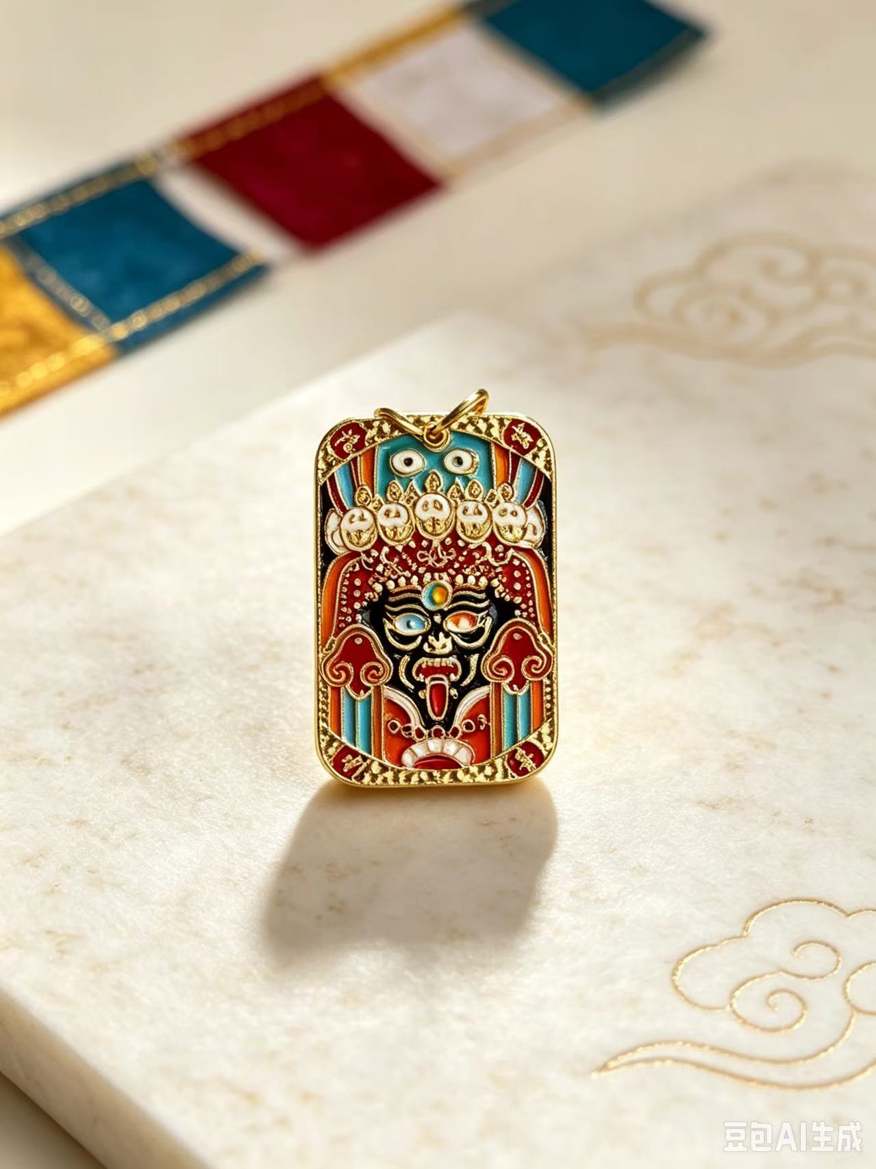 925 Sterling Silver Tashi Lhamo Yellow Jambhala Pendant