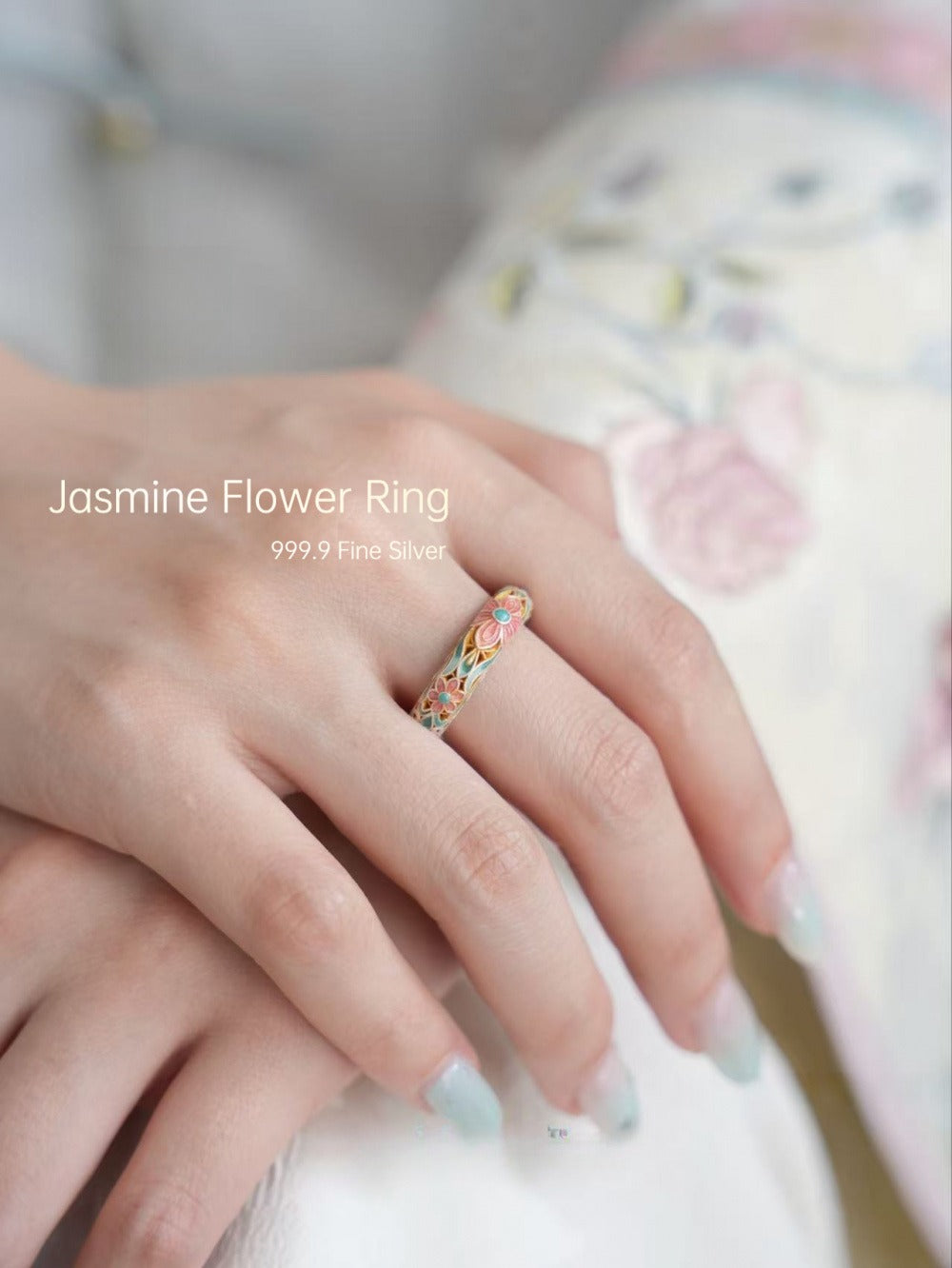 999.9 Fine Silver Gilt‑Color Winter Jasmine Ring