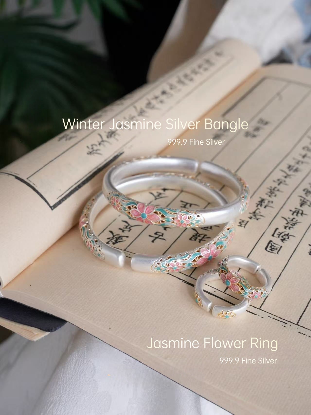 999.9 Fine Silver Gilt‑Color Winter Jasmine Ring
