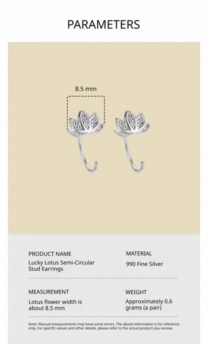 Lucky Lotus Semi-Circular Stud Earrings