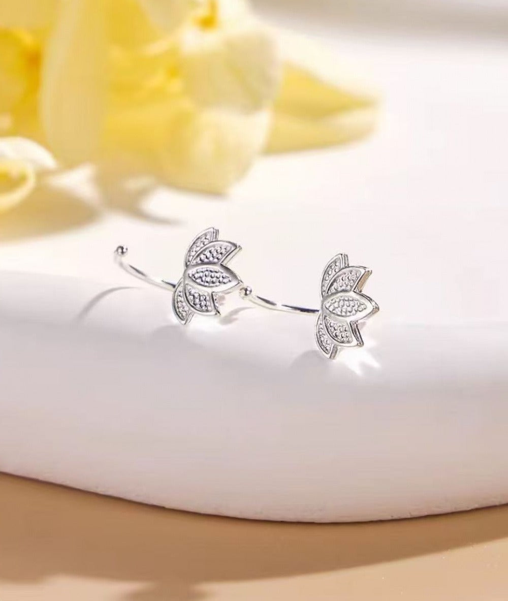 Lucky Lotus Semi-Circular Stud Earrings