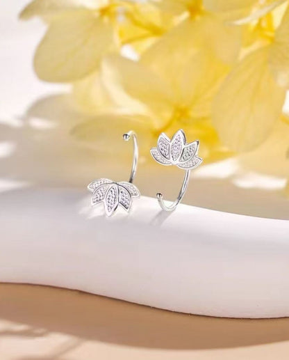 Lucky Lotus Semi-Circular Stud Earrings