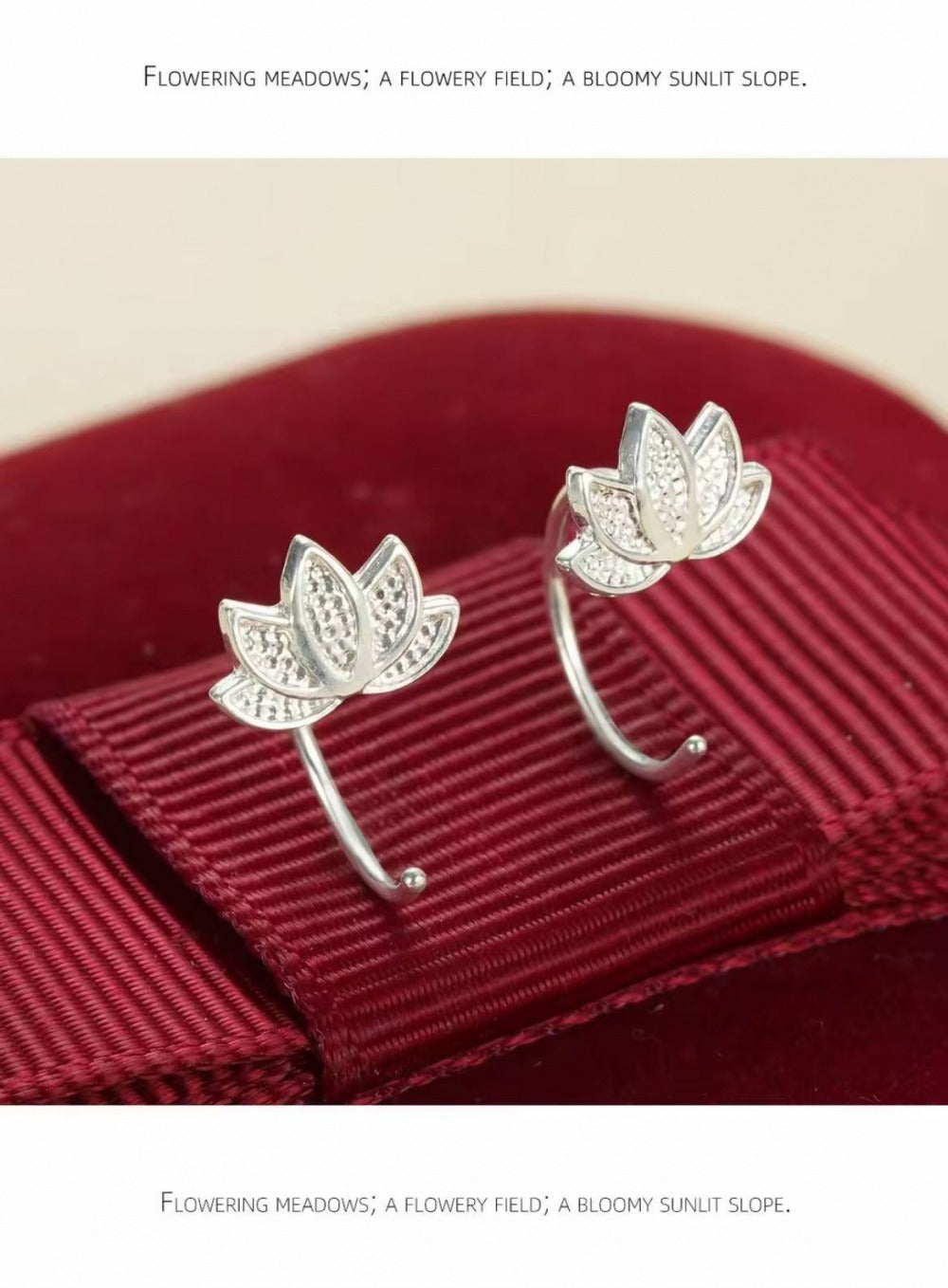 Lucky Lotus Semi-Circular Stud Earrings