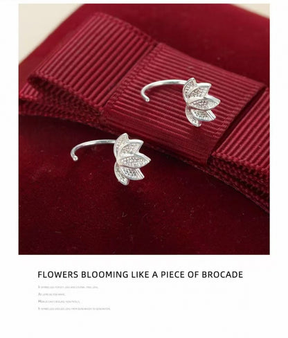 Lucky Lotus Semi-Circular Stud Earrings