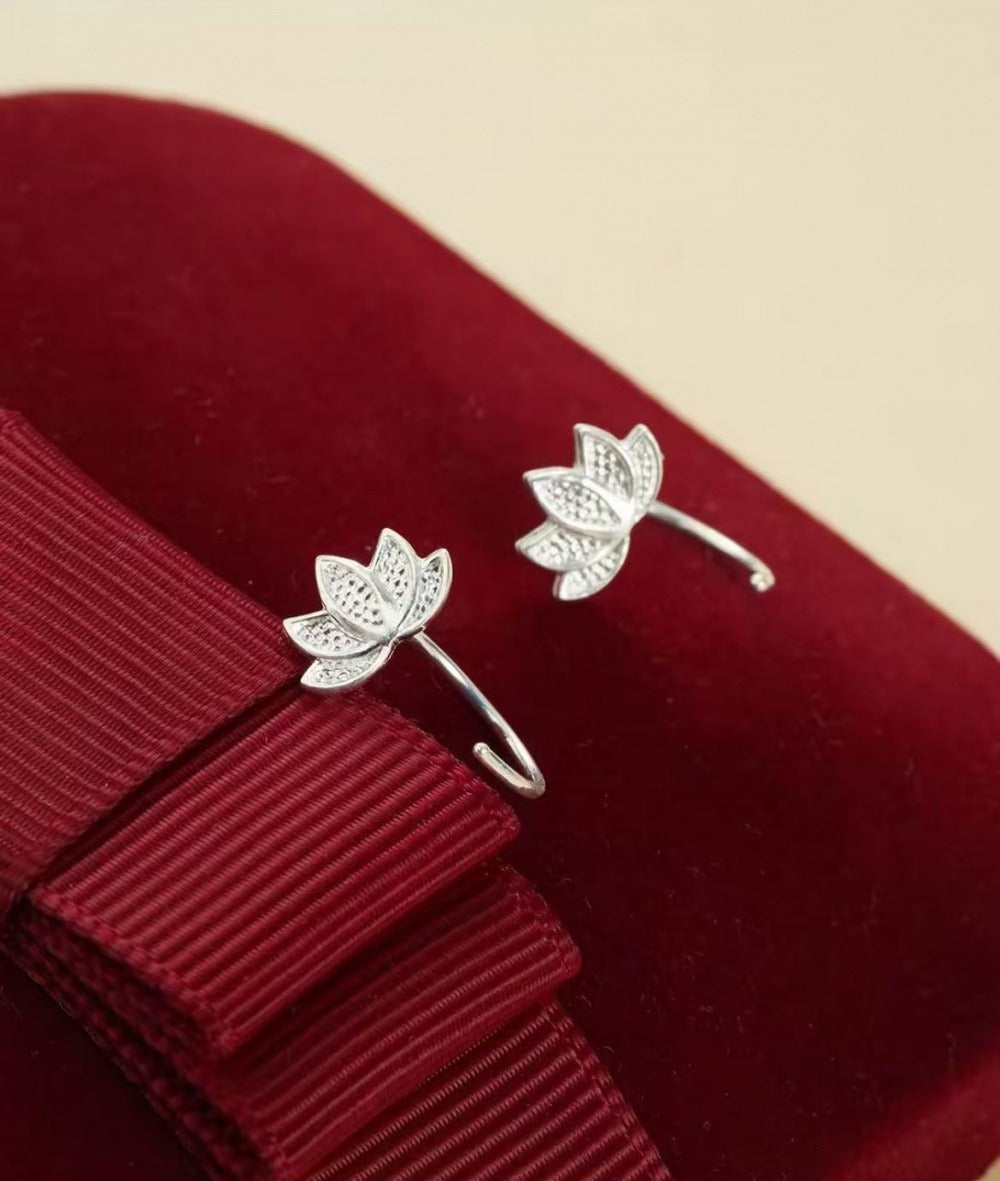 Lucky Lotus Semi-Circular Stud Earrings