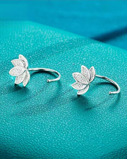 Lucky Lotus Semi-Circular Stud Earrings
