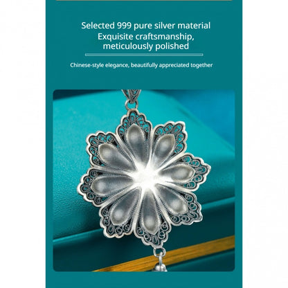 Handmade 999 Pure Silver Filigree Lotus Pendant（Sold as pendant only）