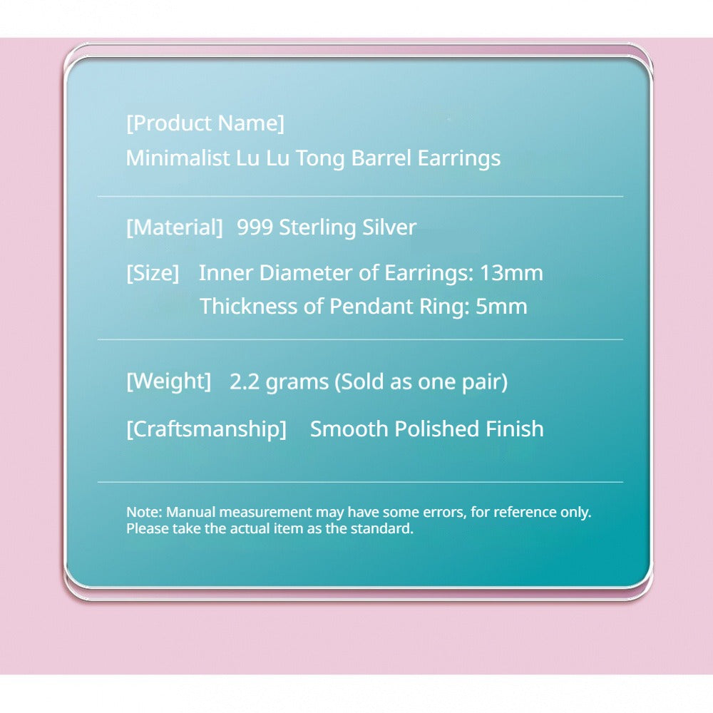 Minimalist Lu Lu Tong Barrel Earrings, Fresh Style Hollow Tube Drop Earrings for Women