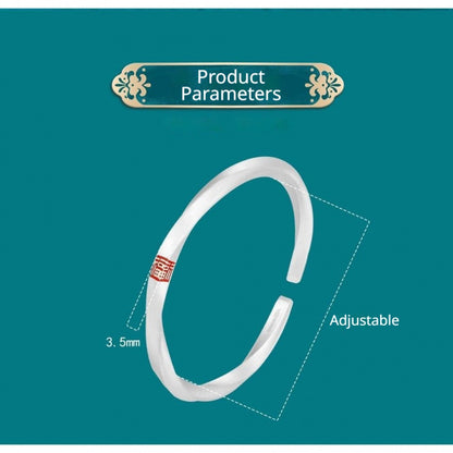 999 Fine Silver Mobius Open Bangle, Chinese Fu Character Open Adjustable Silver Bangle