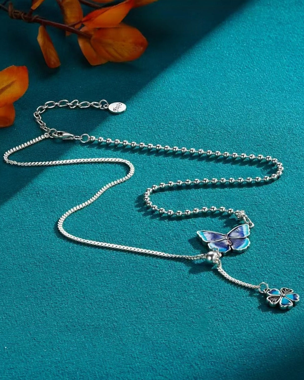 Butterfly Loves Flower Necklace