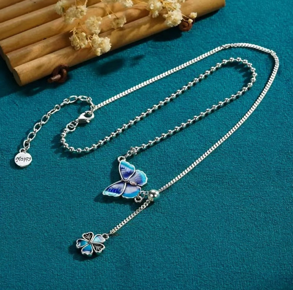 Butterfly Loves Flower Necklace