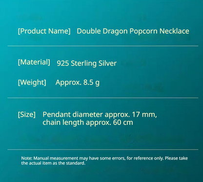 925 Sterling Silver Double Dragon Head Multi-use Clasp Necklace