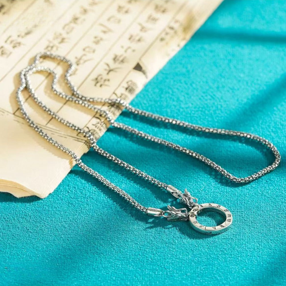 925 Sterling Silver Double Dragon Head Multi-use Clasp Necklace