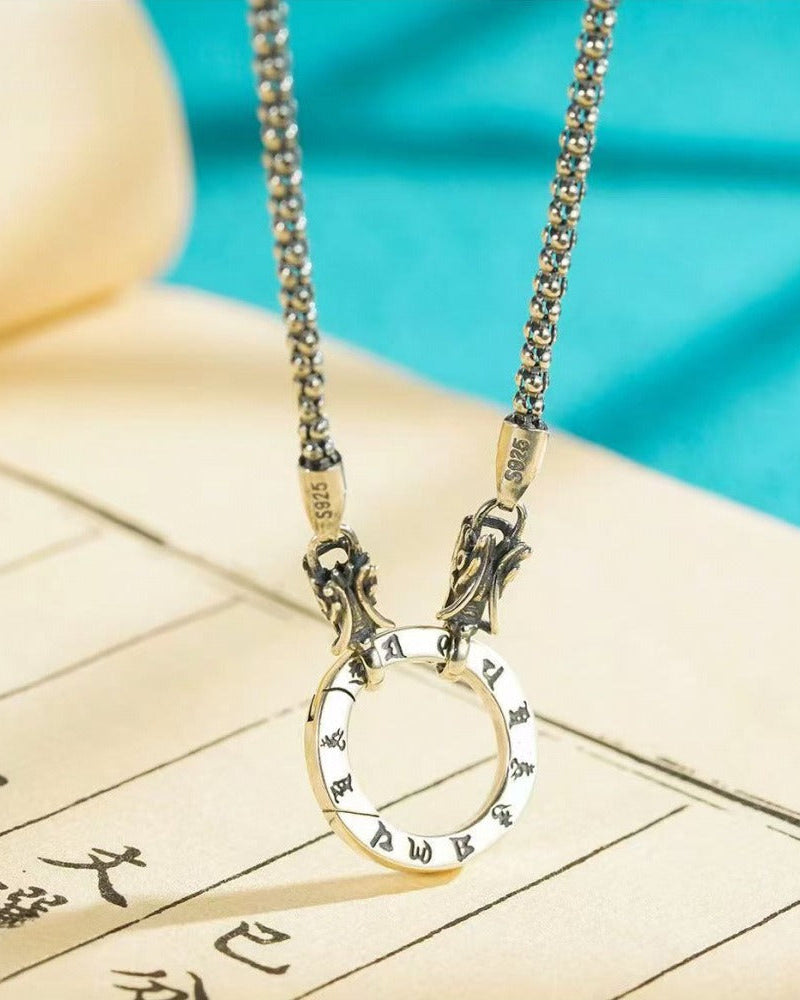 925 Sterling Silver Double Dragon Head Multi-use Clasp Necklace