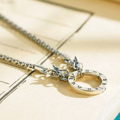 925 Sterling Silver Double Dragon Head Multi-use Clasp Necklace