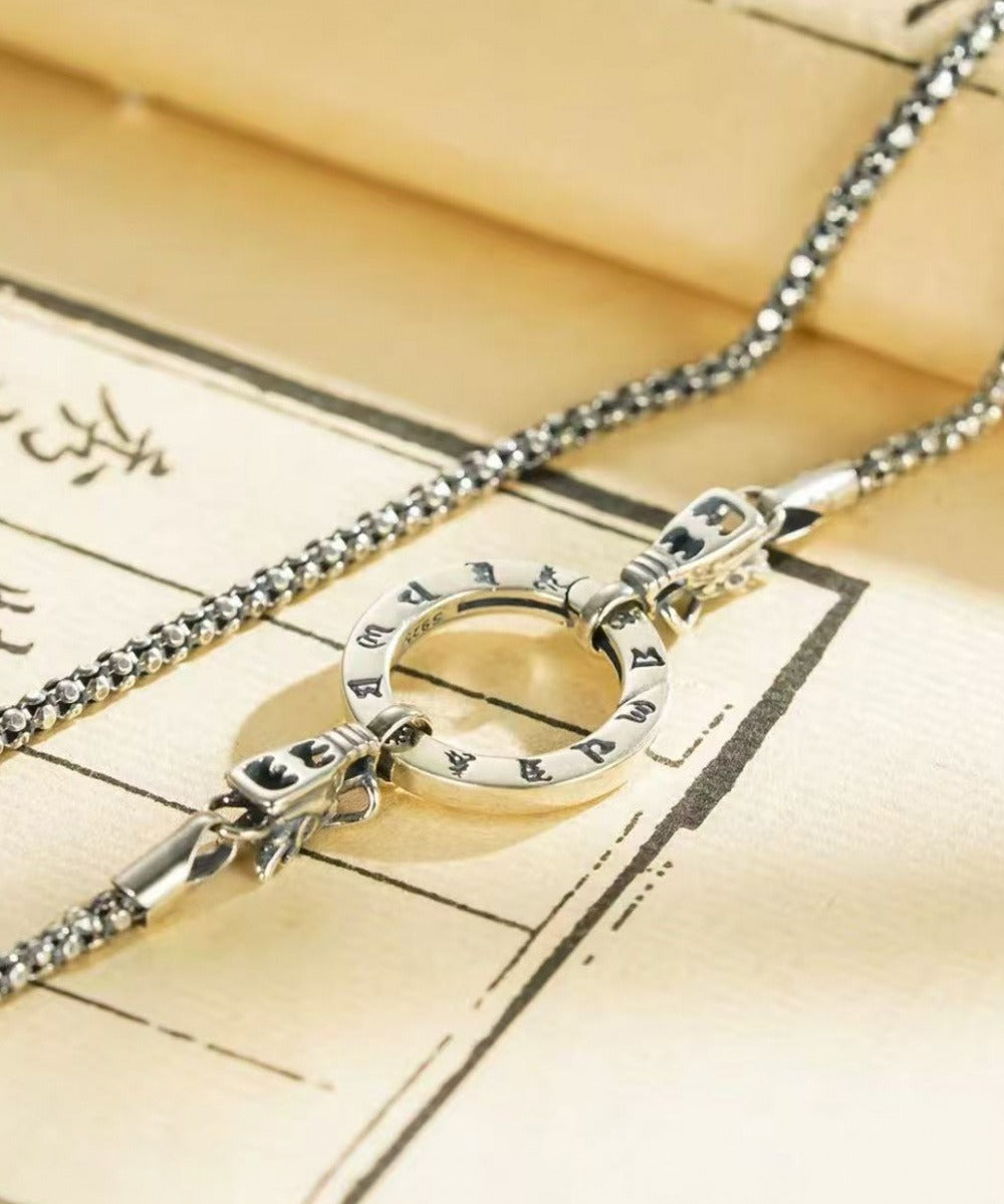 925 Sterling Silver Double Dragon Head Multi-use Clasp Necklace