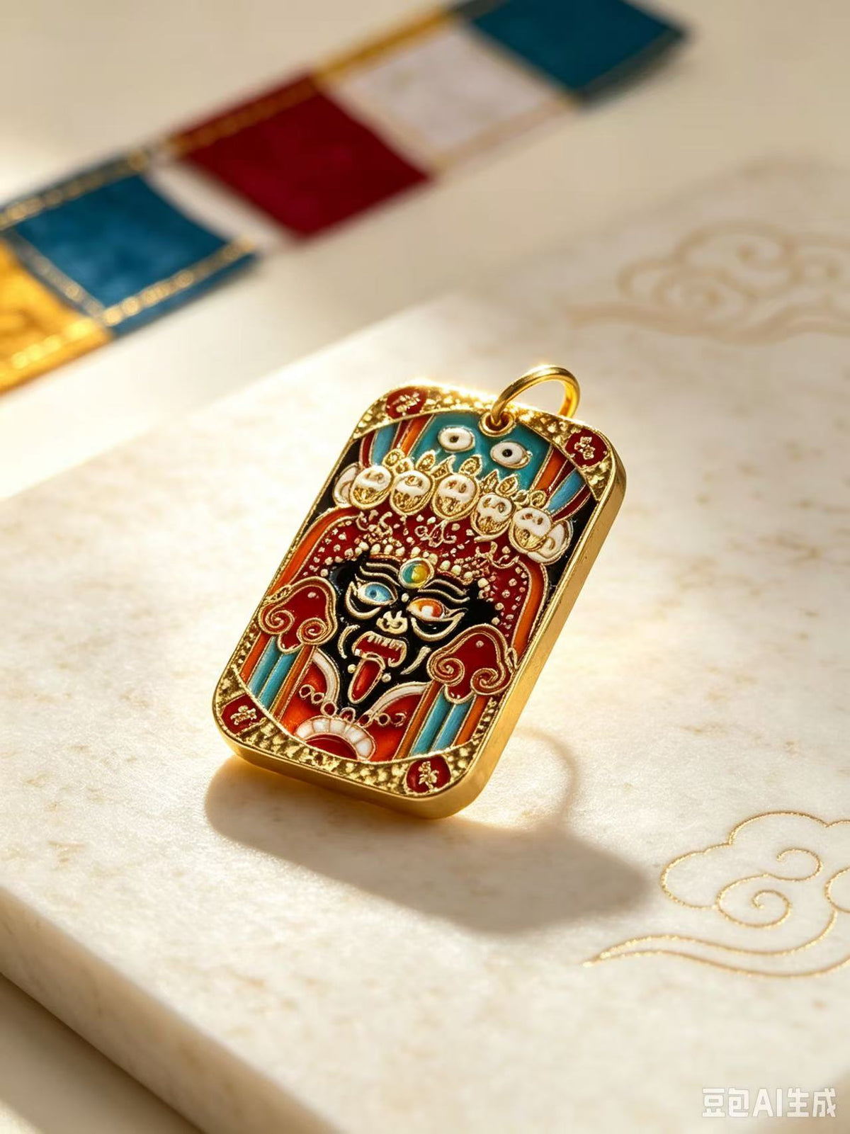 925 Sterling Silver Tashi Lhamo Yellow Jambhala Pendant